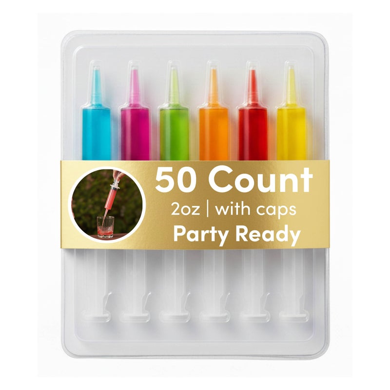 THE TWIDDLERS 50 Large Reusable Novelty Jello Shot Syringes with Caps for Parties, 2oz - Sturdy & BPA Free - Image 1